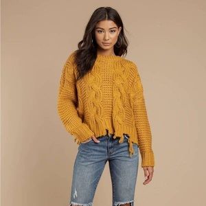 NWT Moon River Distressed Hem Sweater in Mustard size M